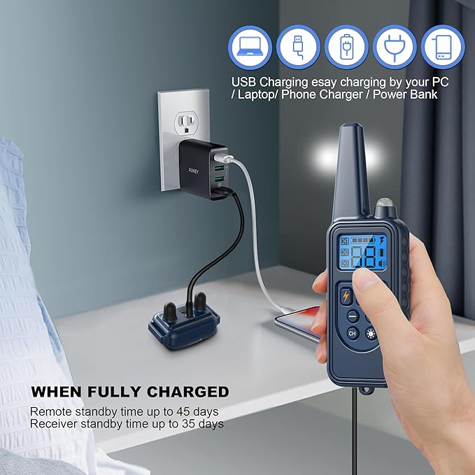 Dog Training Collar, Rechargeable e-Collars for Dogs Training with Beep, Vibration, Humane Shock(1-99) Modes, 2600ft Waterproof Dog Shock Collar for Small Medium Large Dogs