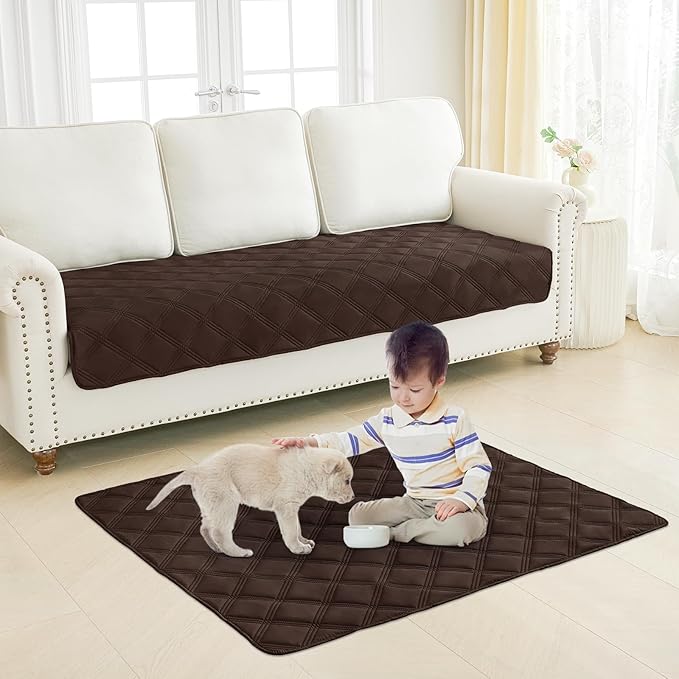 Smiry Waterproof Dog Bed Cover Blanket 30x70, Soft Reversible Pet Blanket, Washable Leakproof Cats Dogs Couch Cover for Sofa, Couch, Furniture, Chocolate/Dark Grey
