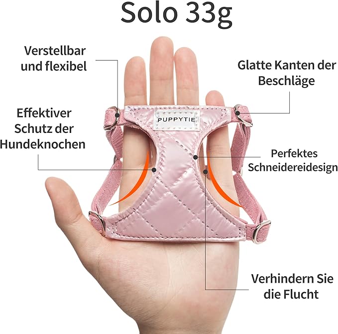 No Pull xs Dog Harness with Multifunction Dog Leash,Soft Adjustable No Choke Escape Proof Pet Harness Vest,Glossy Pink,XXS