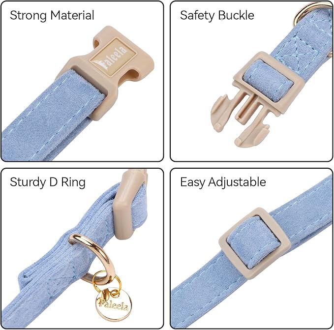 Faleela Dog Collar - Cute & Comfy Cotton Pet Collar, Adjustable Lightweight Design with Quick-Release Buckle, for Small, Medium & Large Dogs - Multiple Styles Available (Medium, Blue)