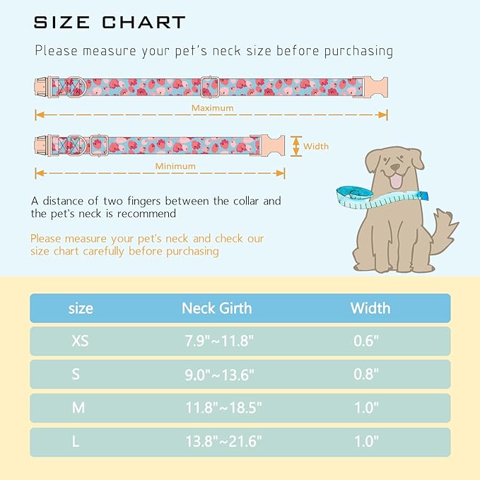 Faygarsle Blue Pink Dog Collar for Small Medium Large Dogs Cute Puppy Collars for Female Dogs Floral Dog Collars for Summer Spring Wedding Necklace Girl Dog Collar S