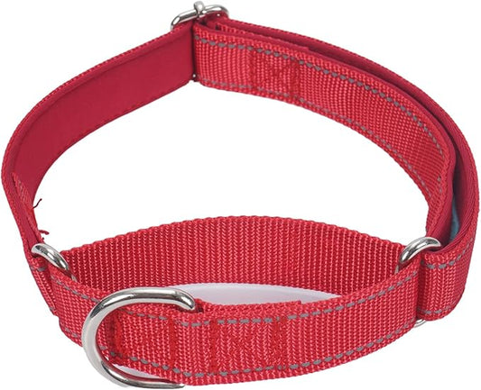 SGODA Martingale Dog Collar, Reflective Nylon Padded Dog Training Collars for Medium Dogs, Red M