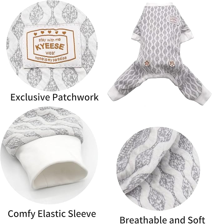 KYEESE Dog Pajamas Cotton Stretchable Dog Pjs Jumpsuit 4 Legs Puppy PJS