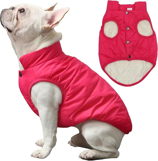 2 Layers Fleece Lined Warm Dog Jacket for Winter Cold Weather,Soft Windproof Medium Dog Coat,Pink XL