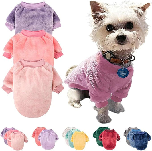 FabriCastle Dog Sweaters, 3-Pack Dog Clothes for Small Dogs Girl & Cats, Soft and Warm Pet Coats XXS - XXL, Winter Pet Jackets, Doggy Apparel Costumes, Puppy Outfits (Pink,Purple,Light pink, XX-Large)