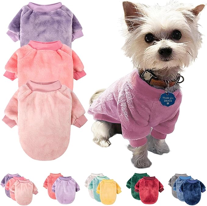 FabriCastle Dog Sweaters, 3-Pack Dog Clothes for Small Dogs Girl & Cats, Soft and Warm Pet Coats XXS - XXL, Winter Pet Jackets, Doggy Apparel Costumes, Puppy Outfits (Pink,Purple,Light pink, XX-Small)