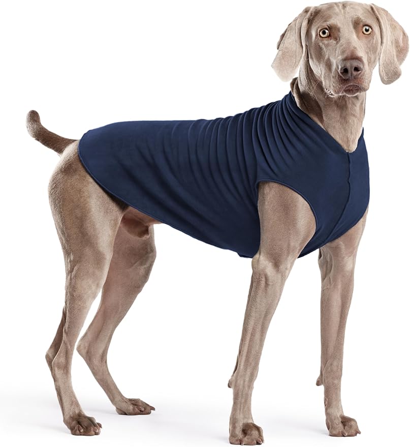 Stretch Fleece Dog Coat, Stretchy Pet Sweater, Machine Washable Pullover for Winter and Fall, Navy, 22
