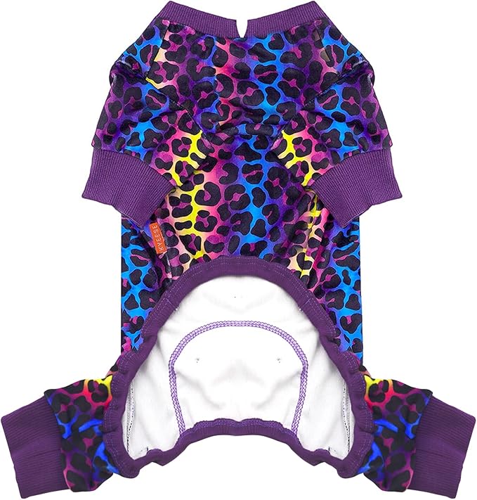 KYEESE Dog Pajamas Velvet Dog Pajamas Small Sized Dogs Soft Dogs Clothes Pjs with Leopard Pattern Stretchy Pet Jammies Coat Comfy Pet Onesie Costume, X-Large