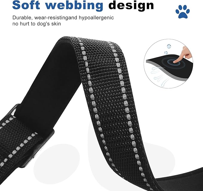 Reflective Martingale Dog Collars. Dog Collar with Quick Release Buckle. Adjustable Soft Padded Breathable Nylon Pet Collar Suitable for Puppies for Small Medium Large Dogs.