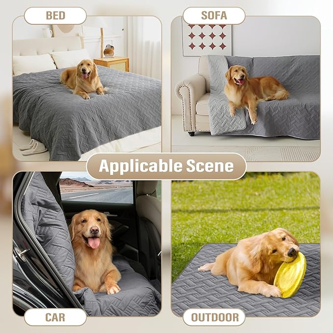 Dog Bed Cover for Pets - Blankets Rug Pads for Couch Protection Waterproof Bed Covers Dog Blanket Furniture Protector Reusable Changing Pad (Dark Grey+Colorful Paw, 30"x70")