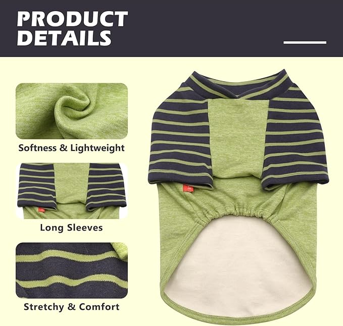 KYEESE 2Pack Lightweight Dog Sweaters Pullover Fleece for Small Dogs Male, Dachshund Clothes, Soft Sweatshirt, Stretchy Comfort Coats