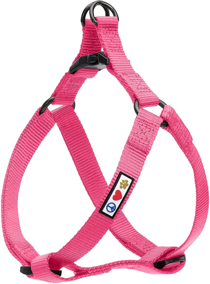 Pawtitas Solid Color Step-in Dog Harness - Pink, Large, for Puppy & Dog Training & Walking
