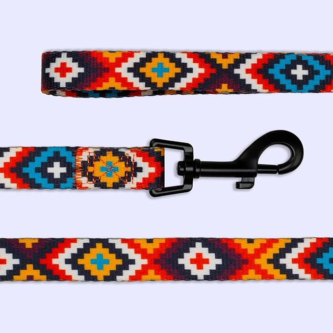 CollarDirect Aztec Dog Leash Nylon Tribal Pattern Cat Pet Leashes for Small Medium Large Dogs Puppy Lead 5 FT Long for Walking (Pattern 3, S, New)