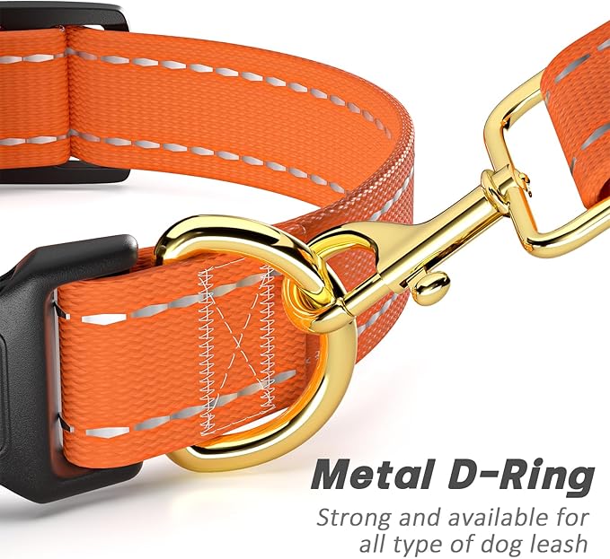 Reflective Dog Collar for Extra Small Dogs Cats, Cute Adjustable Heavy-Duty Nylon Puppy Collars for Boy and Girl Female, Soft Pet Accessories with Quick Release Buckle, Neck 8-12", Orange