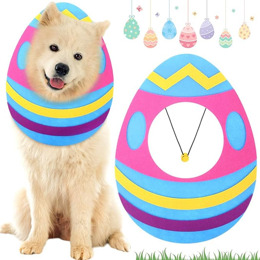 Cute Easter Dog Costume Adjustable Egg Dog Shaped Hat Headwear for Easter Party Pets Cats Festive Bunny Ears Decorative Accessory for Puppy Holiday Dress up(Large)