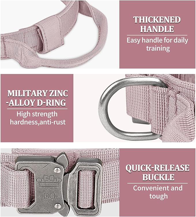 COOYOO Tactical Dog Collar Set, Adjustable Military Nylon Collar with Control Handle and Heavy Metal Buckle for Medium and Large Dogs