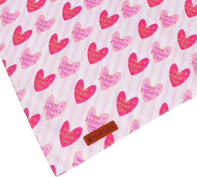 ADOGGYGO Mothers Day Dog Bandanas, Reversible Pink Pet Scarf, Premium Durable Fabric, Adjustable Fit Holiday Bandanas for Large and Extra Large Dogs Pets (X-Large)