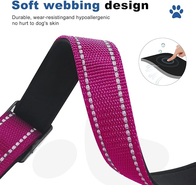 Reflective Martingale Dog Collars. Dog Collar with Quick Release Buckle. Adjustable Soft Padded Breathable Nylon Pet Collar Suitable for Puppies for Small Medium Large Dogs.