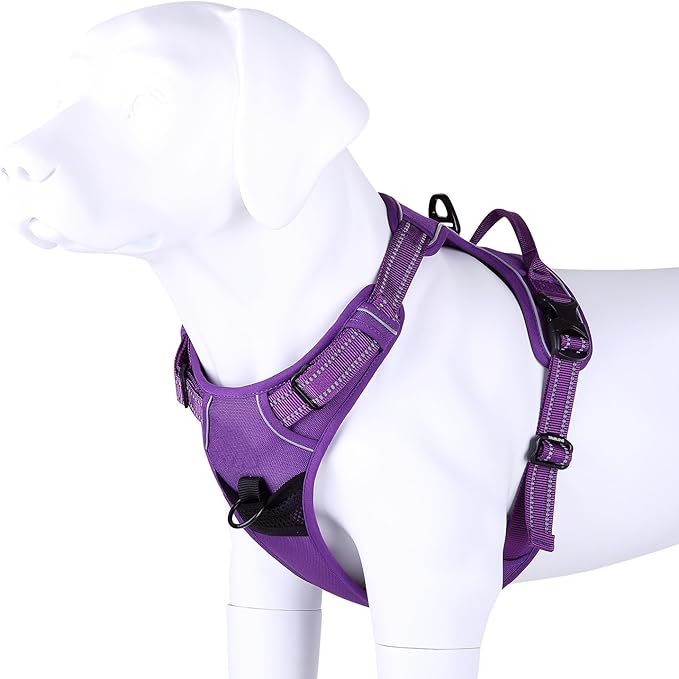 Truelove Soft Front Dog Harness .Reflective No Pull Harness with Handle and 2 Leash Attachments