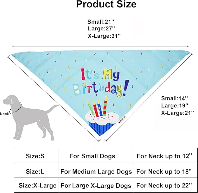 ADOGGYGO Dog Birthday Bandana Scarf and Blue Boy Puppy Birthday Party Hat with Cute Bow Tie for Small Dog Cat (Small)
