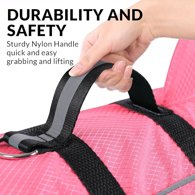 Queenmore Small Dog Life Jacket,Shark Dog Life Vest for Swimming,Puppy Light Life Preserver for Boating Kayaking Canoeing,Pet Reflective Lifesaver with High Buoyancy,Rescue Handle,Leash Hook (Pink,M)