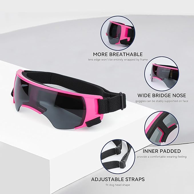Small Dog Hat and Goggles Set–Adjustable Puppy Sun Hat UV Protection Doggy Sunglasses, Small Dogs Accessories for Party/Beach/Travel-Pink