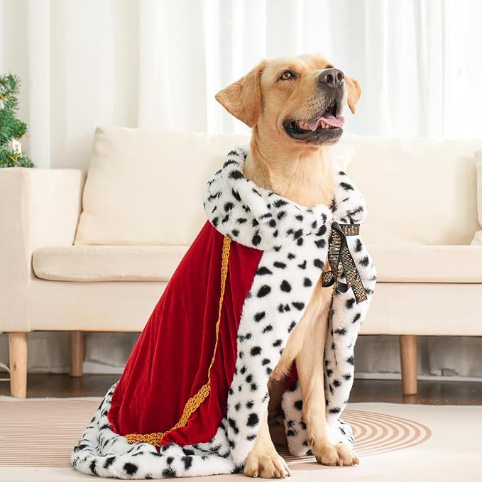 Lovelyshop pet Serial Lux Fur Red Cat Dog Cloak for Halloween Costumes, King Queen Prince and Princess Cosplay-XL