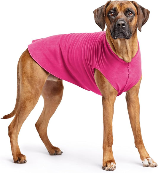Stretch Fleece Dog Coat, Stretchy Pet Sweater, Machine Washable Pullover for Winter and Fall, Fuchsia, 26
