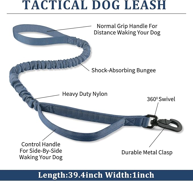 COOYOO Tactical Dog Collar Set, Adjustable Military Nylon Collar with Control Handle and Heavy Metal Buckle for Medium and Large Dogs