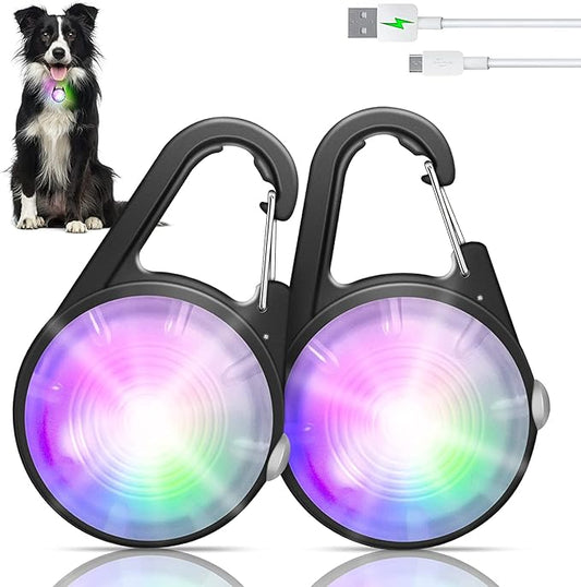 Dog Collar Light, 4 Modes Dog Lights for Night Walking, Rechargeable Pet Collar LED for Nighttime Clip on, IP68 Waterproof Pet Walking Accessories-2 Pack(Black)