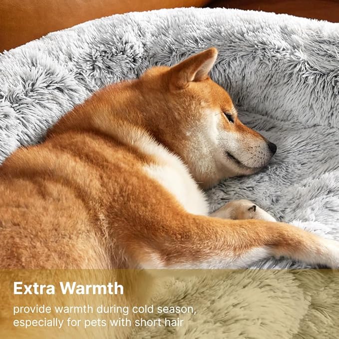 Codi Calming Dog Couch Mat – Fluffy Sofa Protector with Washable Cover, Anti-Anxiety Dogs Bed Pad for Large Pets, 45x37x6, Light Grey