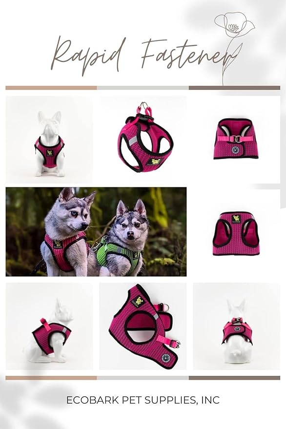 EcoBark Step in Dog Harness Reflective Soft Ultra Padded Mesh Dog Harnesses for XXS, XS, Small, and Medium Dogs Eco-Friendly Comfort Secure Halter No Pull Adjustable Pet Vest