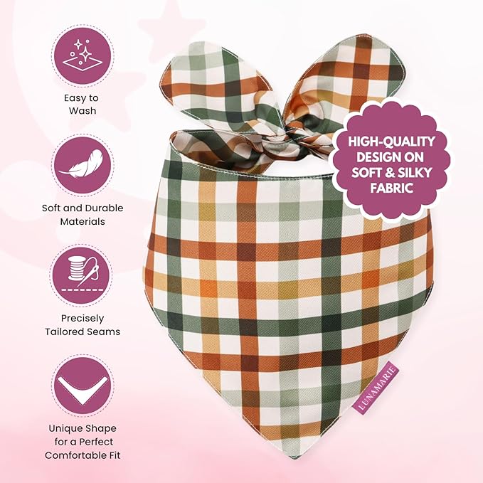 Luxury Pet Birthday Bandanas -Premium & Silky Poly Fabric | 100% Handmade | Custom Shape Dual Layered (Autumn, Medium)