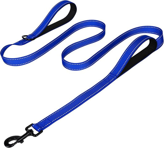 Joytale Dog Leash Heavy Duty for Large Dogs That Pull, Double Handle for Traffic Control, Double-Sided Reflective Leashes for Large Medium Dogs Night Safety, 4FT, Royal Blue