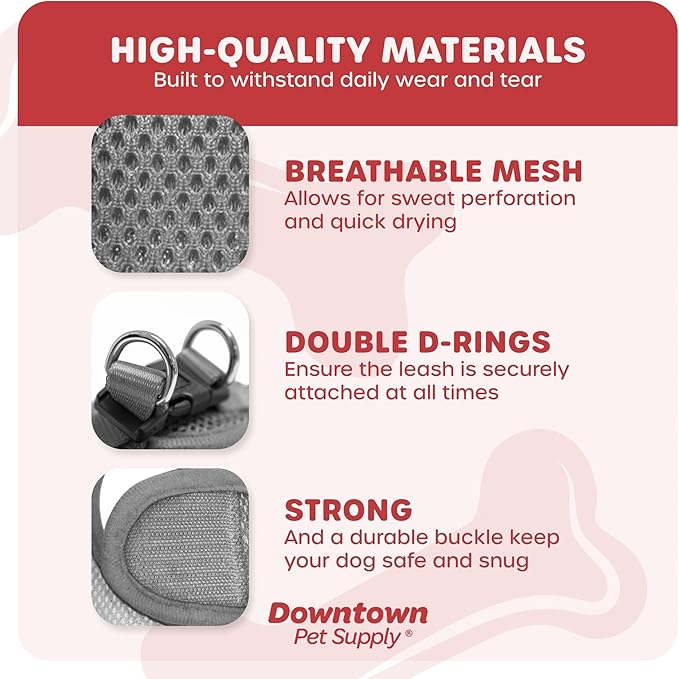 Downtown Pet Supply Step in Dog Harness for Small Dogs No Pull, X-Small, Light Gray - Adjustable Harness with Padded Mesh Fabric and Reflective Trim - Buckle Strap Harness for Dogs