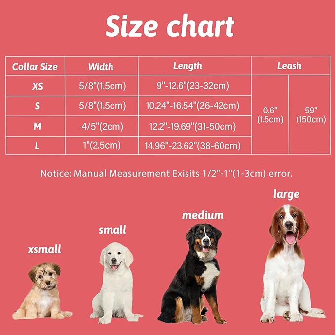 Dog Collar and Leash Set Girls Adjustable Puppy Collars with Floral Bow Tie for Small Medium Large Female Dogs, Morning Glory, M