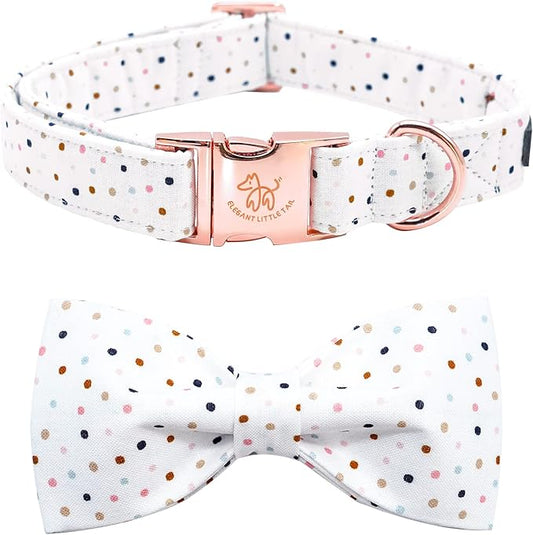 Elegant Little Tail Dot Cute Pet Collar with Bowtie - Adjustable for X-Small Dogs