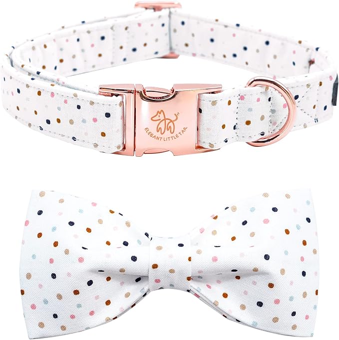 Elegant little tail Dog Collar, Dog Collar with Bowtie, Female or Male Dot Cute Pet Collar Bow Dog Collars Adjustable Dog Collar for Large Dogs