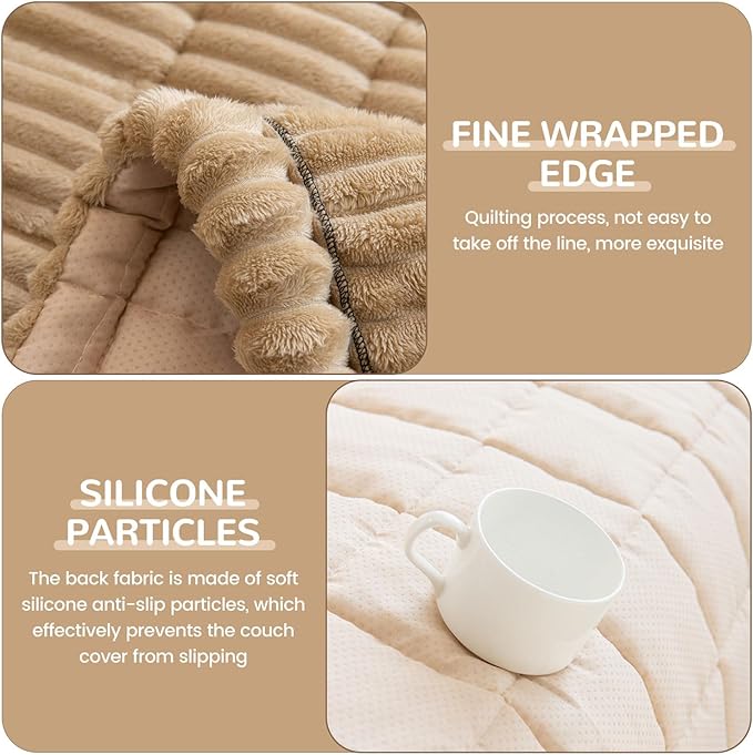 OTOB Dog Couch Cover Protector, Washable Non Slip Pet Friendly Sofa Cover for Dogs, Fuzzy Pet Furniture Couch Covers for Sofa, Boho Soft Couch Covers Protector (27.6" x 47.2", Coffee)