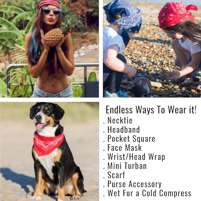 5 Pack Mechaly Dog Bandana Neck Scarf Paisley Cotton Bandanas - Any Pets (Neon