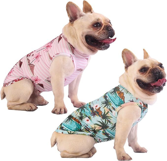 Hawaiian Dog Shirts,Quick Dry Summer Cooling Mesh Coconut Printing T-Shirt for Large Dogs,Pink+Green XXXL