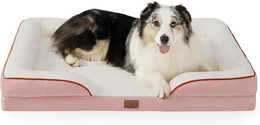 Bedsure Orthopedic Dog Bed for Extra Large Dogs - XL Washable Dog Sofa Beds Large, Supportive Foam Pet Couch Bed with Removable Washable Cover, Waterproof Lining and Nonskid Bottom, Pink, 42"