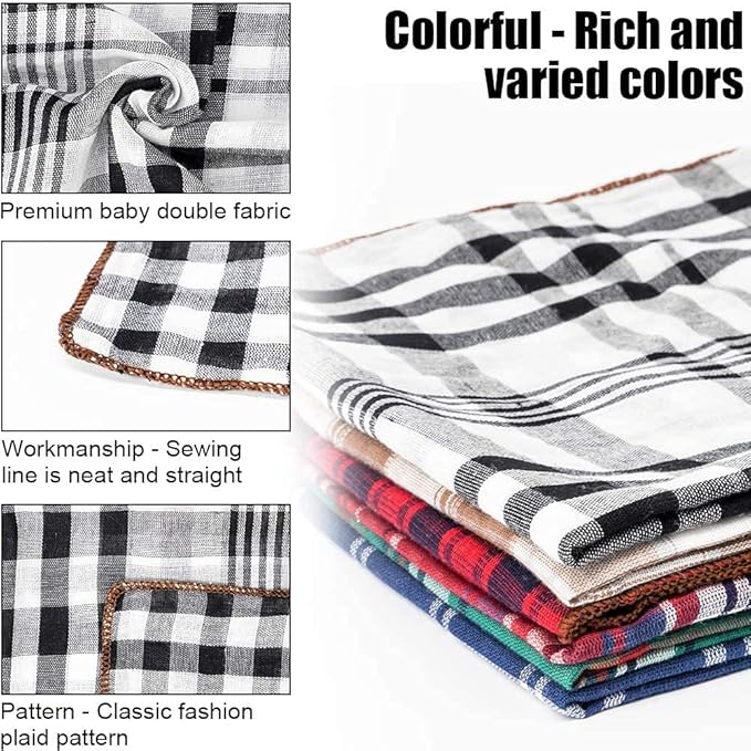 Remifa Dog Bandanas - 6PCS Birthday Gift Washable Green Black Blue Red Square Plaid Printing Christmas Dog Bib Double Reversible Kerchief Scarf Adjustable Accessories for Small to Large Dog Puppy Cat