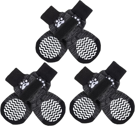 PUPTECK Non-Slip Dog Socks Double Sides Grips for Hardwood Floors Prevents Licking, Dog Shoes for Hot Pavement Booties for Senior Small Medium Large Dogs
