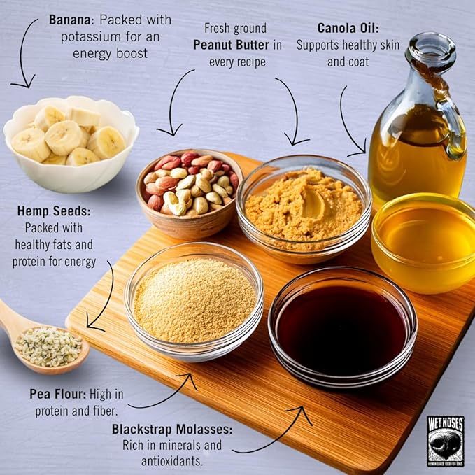 Organic Crunchy Dog Treats – for All Pet Sizes, Breeds – All-Natural Puppy Treat, Senior Dog Snack – 100% Human-Grade – Delicious Chews for Dogs – Hemp Seed & Banana, 14 Oz (2-Pack)