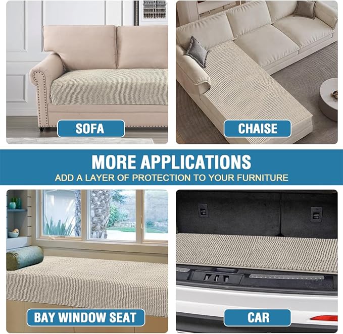 H.VERSAILTEX Plush Chenille Dog Bed Cover Thick Soft Sofa Cover for 3 Cushion Couch Anti Slip Couch Cover Furniture Protector for Dog, Pet, Cat (35" x 74", Island Fossi)