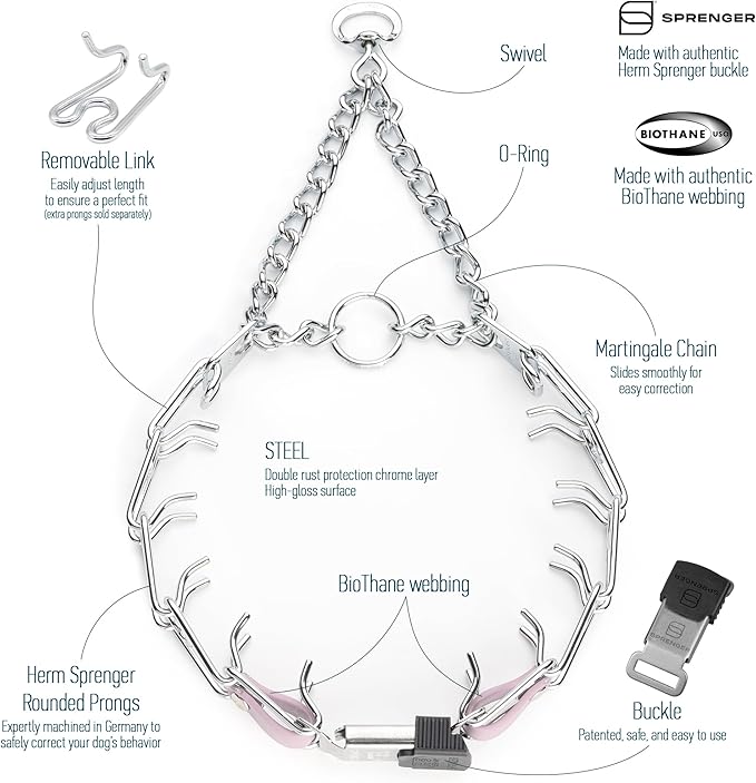 Herm Sprenger Chrome Plated Steel Dog Collar with Quick Release ClicLock Buckle and Biothane Insert Training Collar for Dogs Made in Germany (Pastel Purple, 22in x 3.0mm(Neck Size up to 18-19in))