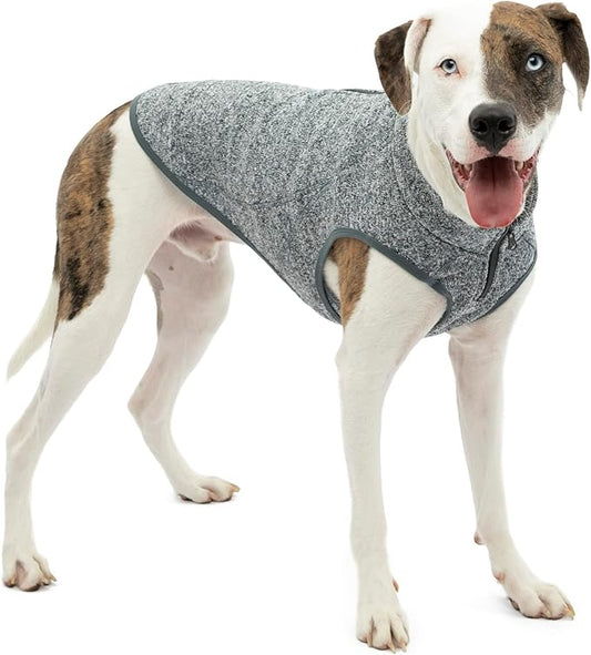 Kurgo Core Dog Sweater, Knit Dog Sweater with Fleece Lining, Cold Weather Pet Jacket, Zipper Opening for Harness, Adjustable Neck, Year-Round Sweater for Medium Dogs (Heather Black, Medium)