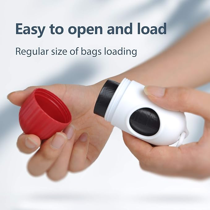 Fida Retractable Dog Leash with Dispenser and Poop Bags, 16 ft Pet Walking Leash for Medium Dog or Cat up to 44 lbs, Anti-Slip Handle, Tangle Free, Reflective Nylon Tape (M, Red)