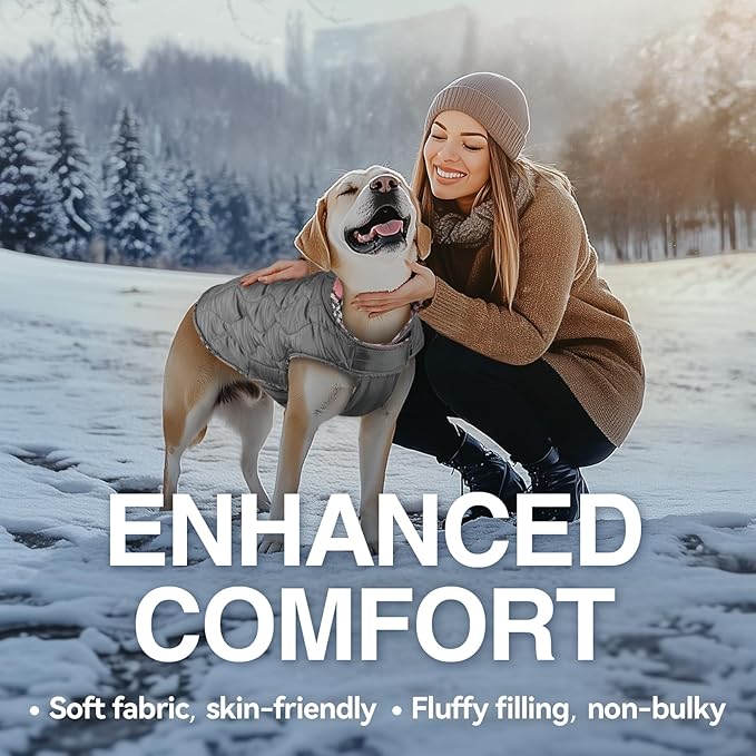 VIVAGLORY SoftJoy Dog Winter Coat - British Style Plaid Jacket & Vest for Cold Weather - Reversible, Warm & Heavy Duty - XL Pink